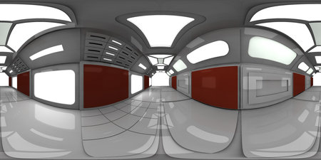 HDRI futuristic spaceship corridor, sleek and illuminatedの写真素材