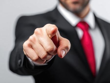 Businessman Pointing Directly Forward Generative AIの素材