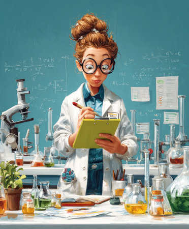 Scientist woman in modern laboratory Generative AIの素材