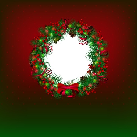 Bright vector Christmas background with christmas wreathのイラスト素材
