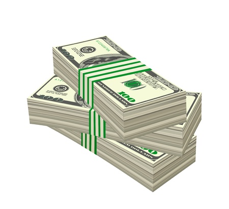 Heap of dollars isolated on white background. Vector illustrationのイラスト素材