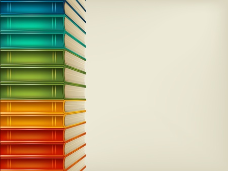Heap of multi-coloured books isolated on beige backgroundのイラスト素材