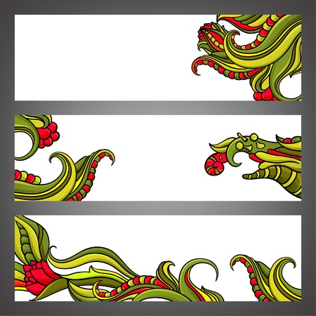 Bright floral abstract backgrounds. Headersのイラスト素材