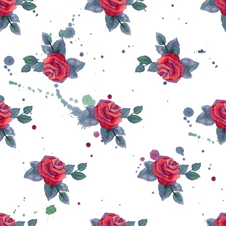 Seamless background with roses. Watercolor paintingの写真素材