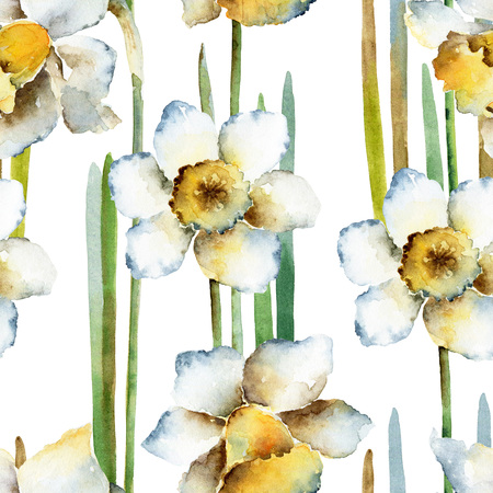 Seamless pattern with daffodilsの写真素材