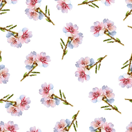 Seamless floral pattern with blooming branchesの写真素材