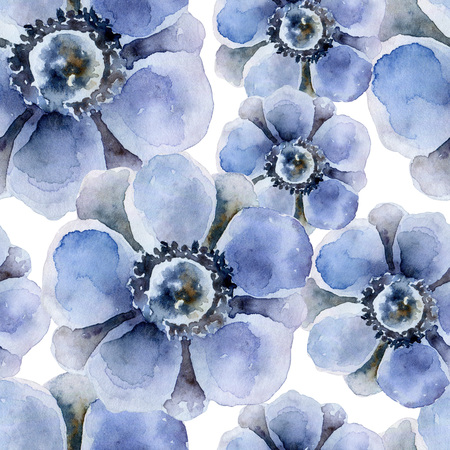 Seamless pattern with violet anemonesの写真素材