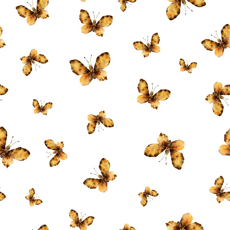 Seamless pattern with yellow butterfliesの写真素材