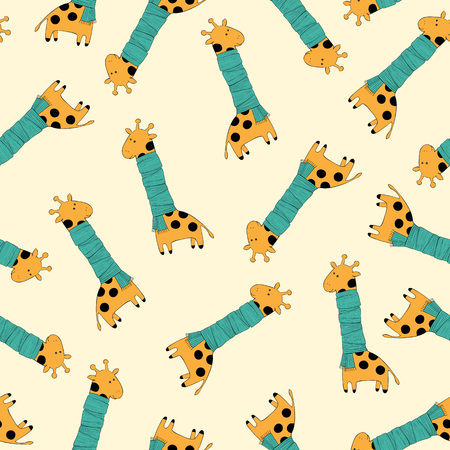 Seamless pattern with giraffes for children. Vector illustrationの写真素材