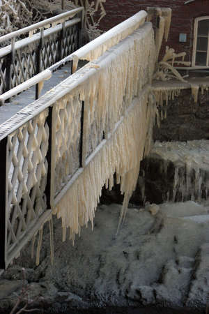 Bridge covered with iceの写真素材