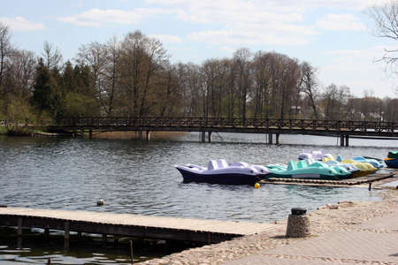 Bridge over river and boats