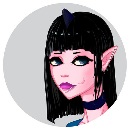 Monster girl with lollipop. Iconのイラスト素材