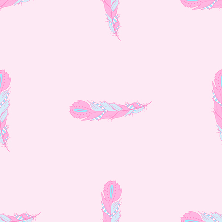 Seamless pattern with feathers. Texture. Feather. Abstract geometric wallpaper. Design Zentangle. Hand drawn feather with abstract patterns. Print for textiles, fabrics, polygraphy, posters. Zen artのイラスト素材