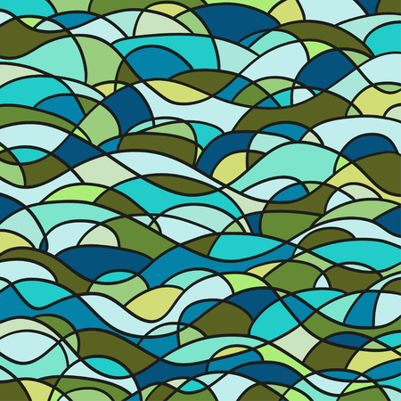 Stained-glass window. Pattern with lines and waves. Universal texture.のイラスト素材