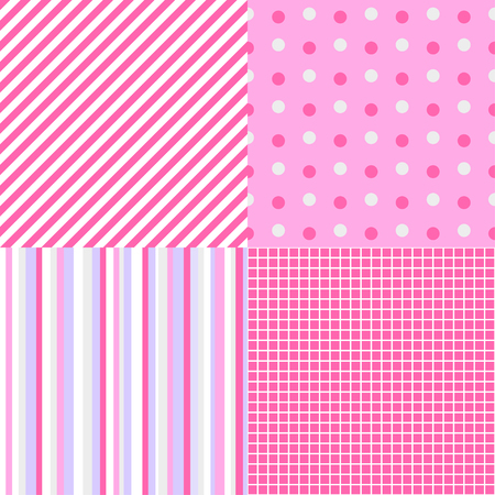 Set of seamless multicolored patterns. Checkered background. Abstract geometric wallpaper of the surface. Dotted texture. Print for polygraphy, posters, t-shirts and textiles. Doodle for designのイラスト素材