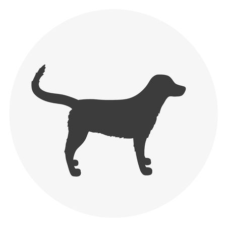 Dog silhouette circle web icon on isolation backgroundのイラスト素材