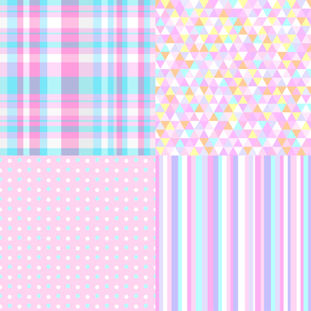 Set of seamless multicolored abstract patterns.のイラスト素材