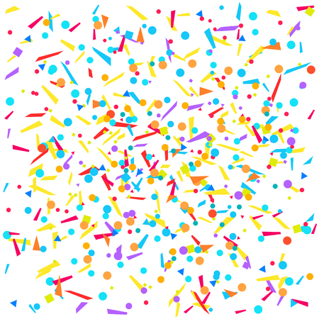 Colored falling geometric glitters. Geometrical background with confetti. Pattern for design. Print for polygraphy, posters, banners and textiles. Greeting cardsのイラスト素材