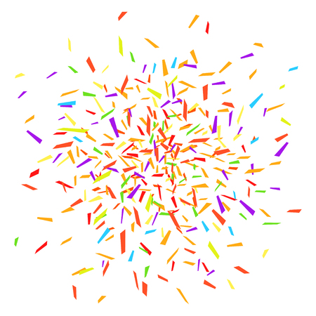 Bright explosion. Texture with colored geometric elements on white. Background with confetti. Pattern for design. Print for banners, posters, flyers and textiles. Greeting cardsのイラスト素材