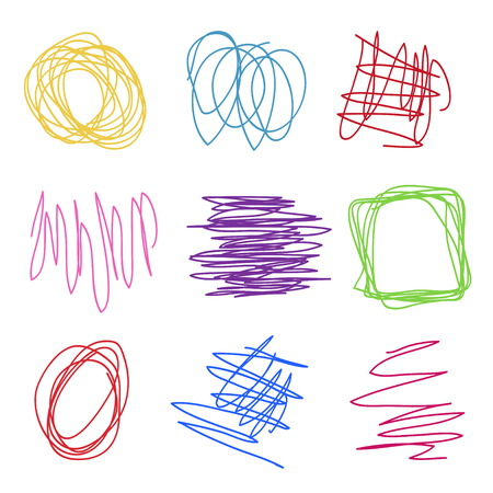 Creative chaos patterns on white. Chaotic stripes. Backgrounds with lines and waves. Universal tangled objects. Art creation. Print for polygraphy, posters, t-shirts and textiles. Doodles for designのイラスト素材