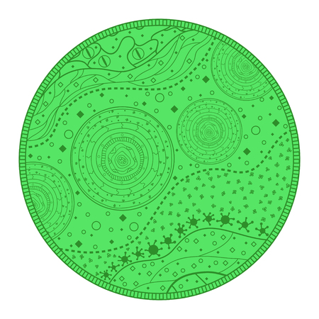 Circle colored pattern on white. Zentangle. Hand drawn mandala on isolated background. Design for spiritual relaxation for adults. Print for flyers and banners. Vintage and retro styleのイラスト素材