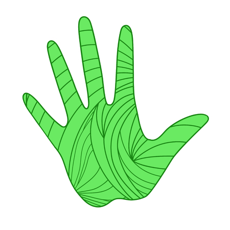 Hand on white. Abstract patterns on isolation background. Design for spiritual relaxation for adults. Zen art. Doodle for banners, posters, t-shirts and textilesのイラスト素材