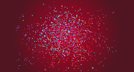 Multicolored confetti on isolated background. Bright explosion. Colored firework. Geometric texture with colorful glitters. Image for banners, posters and flyers. Greeting cardsのイラスト素材