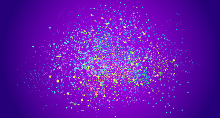 Multicolored confetti on isolated background. Bright explosion. Colored firework. Geometric texture with colorful glitters. Image for banners, posters and flyers. Greeting cardsのイラスト素材