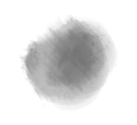 Watercolor spot on white. Digital aquarelle blotch on isolated background. Blur stain. Hand drawn backdrop for design and work. Black and white illustrationのイラスト素材