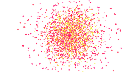 Multicolored pattern with geometric elements on isolated white. Colorful background with confetti. Holiday texture from glitters. Luxury colored frame. Print for banner, flyer, poster and textileのイラスト素材