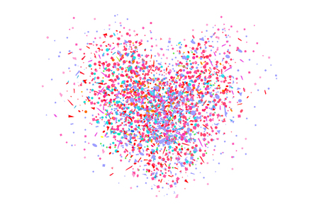 Colorful abstract heart on isolated white. Geometric holiday background. Pattern for banners, posters and textiles. Greeting cards. Doodle for design and businessのイラスト素材