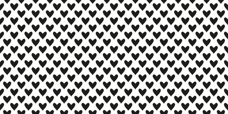 Hand drawn background with hearts. Seamless wallpaper on surface. Chaotic texture with many love signs. Lovely pattern. Creative art. Print for banner, flyer or poster. Black and white illustrationのイラスト素材