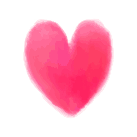 Watercolor digital heart on white. Aquarelle blotch on isolated background. Colored blur stain. Hand drawn spot for design and work. Colorful illustrationのイラスト素材