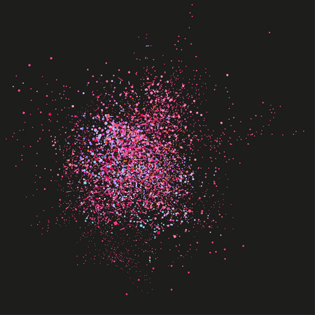 Colorful confetti on isolated background. Texture with many colored glitters. Holiday elements on black. Pattern for flyers, banners and textiles. Greeting cardsのイラスト素材