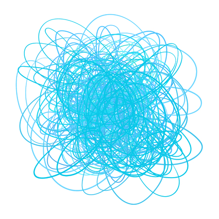 Colored tangled on white. Chaos pattern. Scribble sketch. Colorful background with array of lines. Intricate chaotic texture. Art creation. Print for banners, posters and t-shirtsのイラスト素材