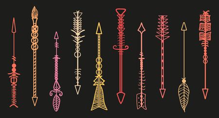 Hand drawn arrow. Abstract elements. Set of different arrows. Line artのイラスト素材