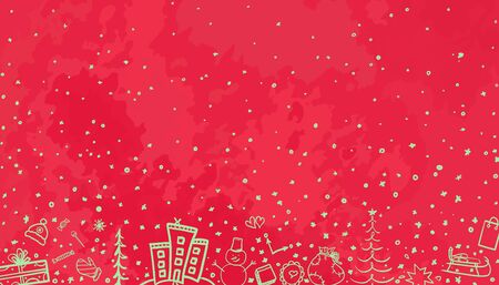 Hand drawn christmas background. Happy New Year. Sketchy background with holiday elementsのイラスト素材