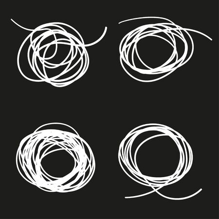 Hand drawn tangled shapes on isolated background. Black and white illustrationのイラスト素材