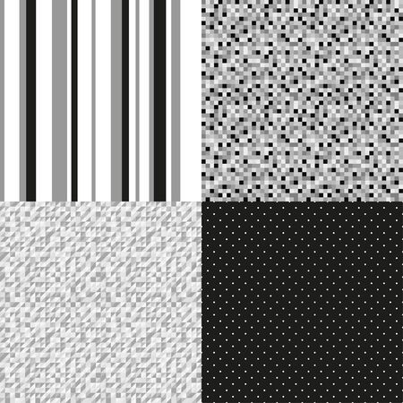 Set of seamless patterns. Stripe pattern. Abstract dotted wallpaper. Striped multicolored background. Print for banner, flyer or poster. Black and white illustrationのイラスト素材