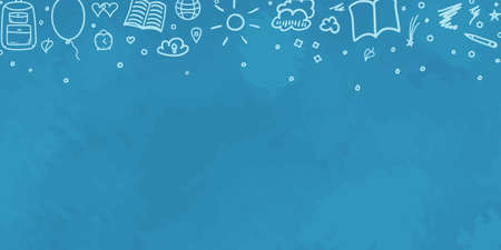 School chalkboard. Sketchy background with hand drawn school supplies. Education conceptのイラスト素材