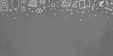Back to school. Elements are drawn in a linear style. Black and white illustration