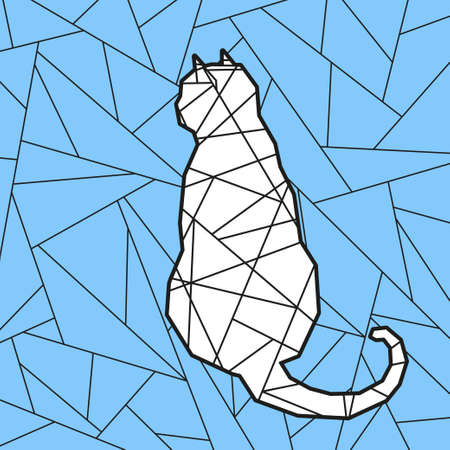 Abstract stained-glass window. Abstract cat. Design for spiritual relaxation for adultsのイラスト素材