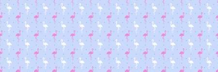 Seamless dotted wallpaper with flamingos. Abstract dot texture. Dots pattern for design. Colorful...