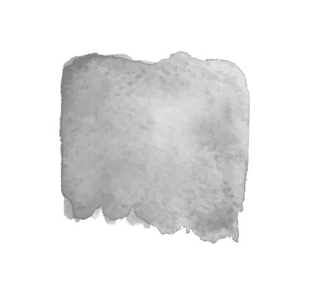 Gray watercolor spot on white. hand painted object. Gray stain. watercolor artwork. art banner. black and white illustrationのイラスト素材