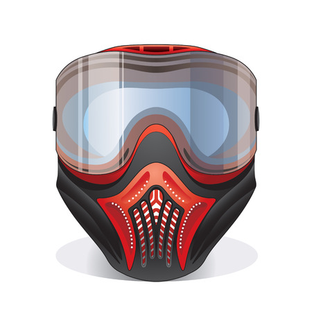 Red and black paintball mask with transparent gogglesのイラスト素材