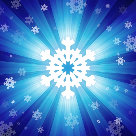 Blue color burst of light with snowflakes. のイラスト素材
