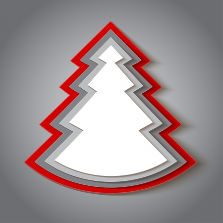 White and red paper christmas tree on grey background. のイラスト素材