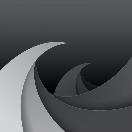 Swirly black and grey paper waves background.のイラスト素材