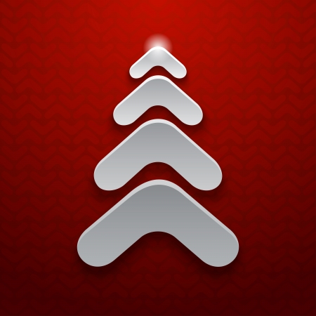 White christmas tree on red background.のイラスト素材