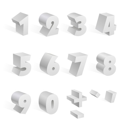 White 3d numbers isolated font on white background.のイラスト素材